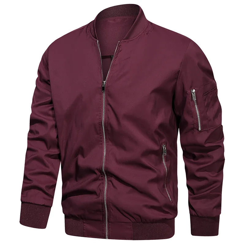 Pánská bomber bunda s dlouhým rukávem, stojáčkovým límcem a zipem | Streetwear