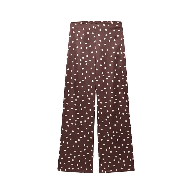 Set două piese Damski Groszki Top bandeau și pantaloni evazați | Stil potrivit