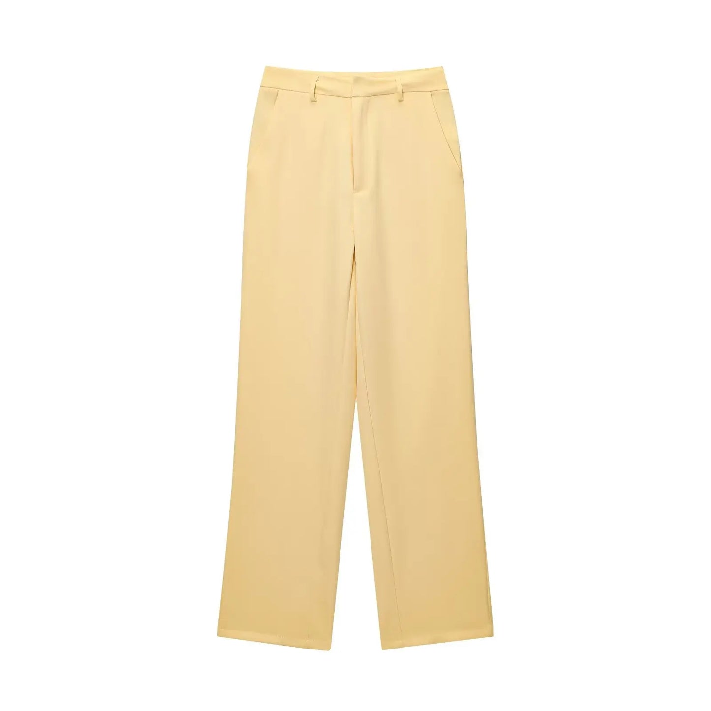 Women's Collar Front Zipper Top and Wide Pants Two-Piece Set | Minimalist Style