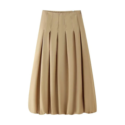 Women's Short Zip Jacket and Pleated Midi Skirt Two-Piece Set | Batwing Sleeve