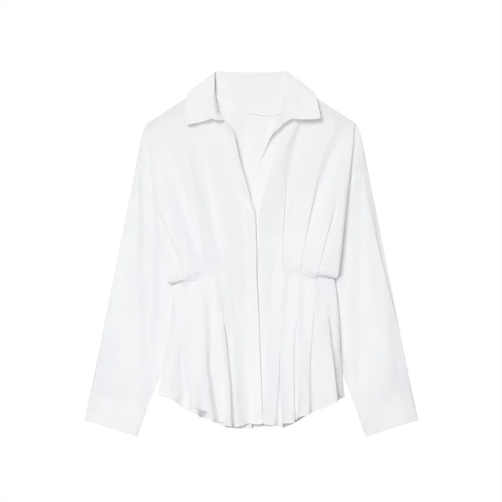 Camicia donna con colletto e bottoni a manica lunga | Minimalista