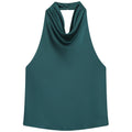 Damen ärmelloses Top mit Halterneck drapierter Vorderseite | Halter