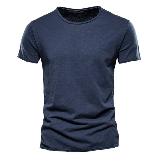 T-shirt da uomo aderente con scollo rotondo, manica corta, colore uniforme | Quotidiano