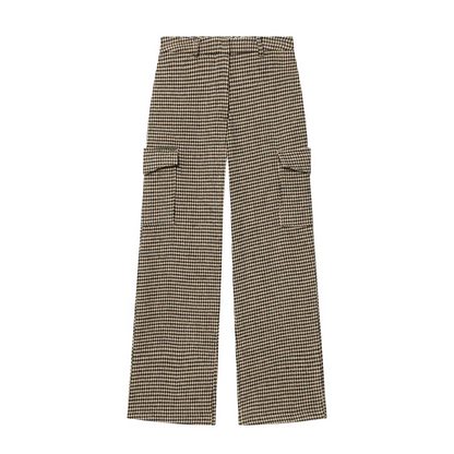 Women's Set with Zip-Up Jacket with Long Sleeves and Straight-Leg Pants | Vintage Style