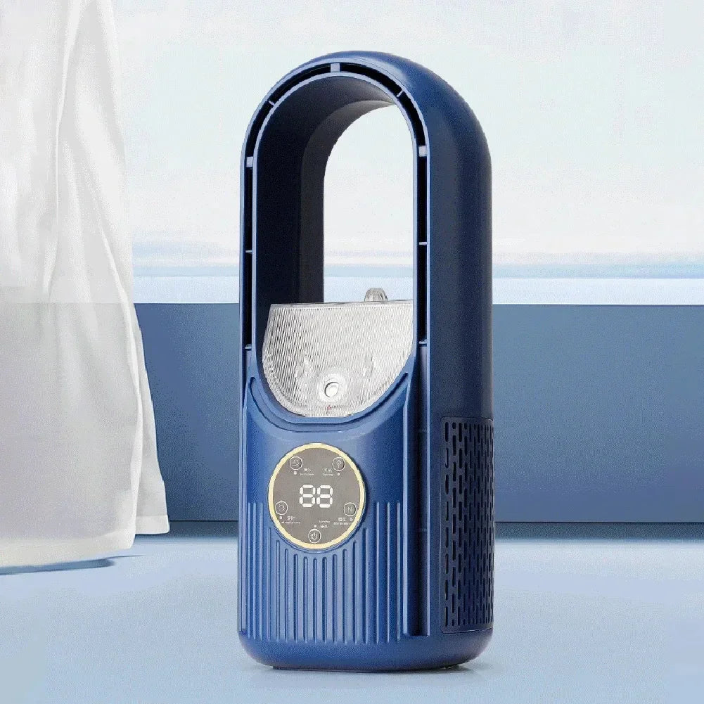 Přenosný USB vzduchový chladič | 3v1 ventilátor bez turbíny | Zvlhčovač vzduchu s časovačem | Kompaktní design