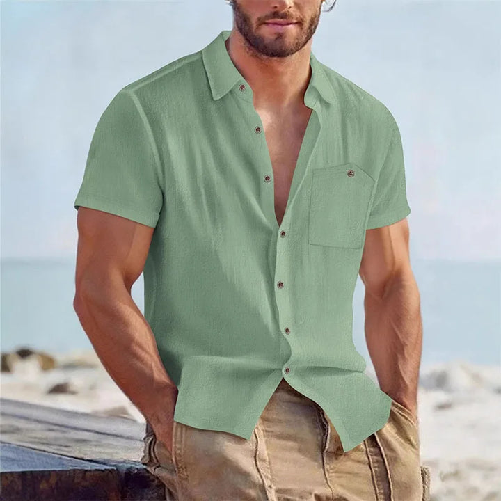 Camicia da uomo a maniche corte con bottoni | Con colletto