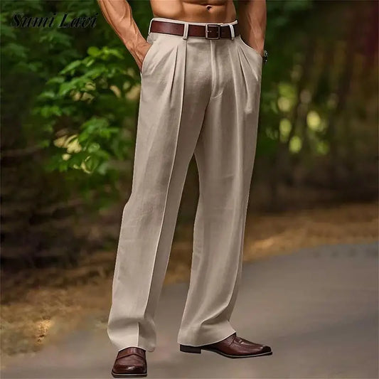Men's dress pants with a high waist and pleats | Side pockets