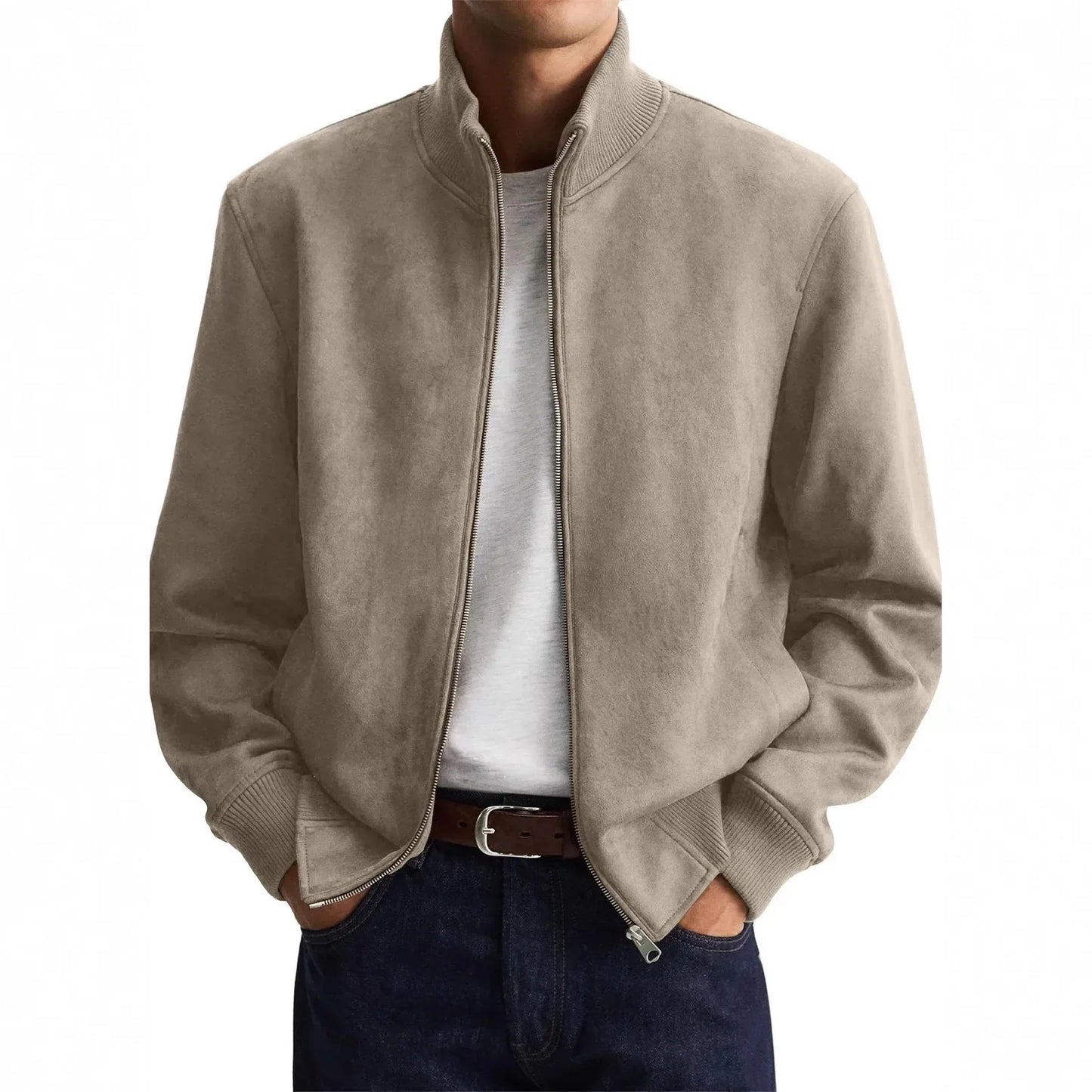 Herren Langarm Jacke mit Stehkragen Reißverschluss | Klassisch