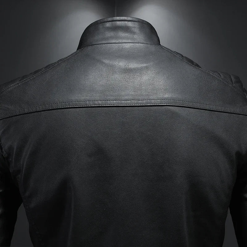 Giacca primaverile da uomo con collo alla coreana, cerniera lampo, taglio aderente | Tasche