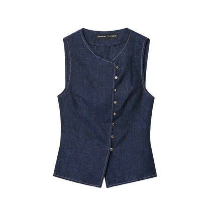 Damen Zweiteiler Set | Regular Fit Set | Ärmellose Weste und Weite Hose | Moderner Smart Casual Stil