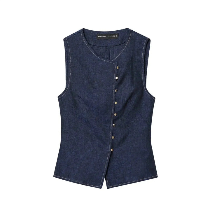 Damski zestaw dwuczęściowy | Regular Fit | Kamizelka bez rękawów i szerokie spodnie | Nowoczesny styl smart casual
