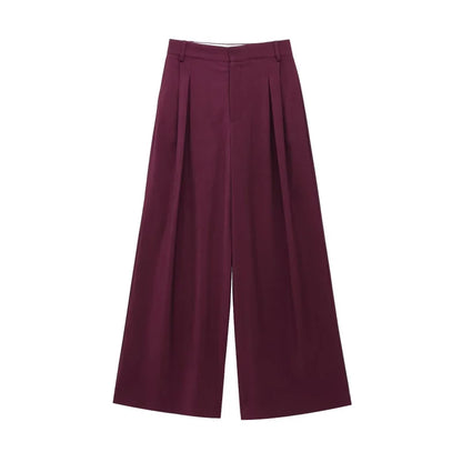 Women's Oversized Blazer and Pleated Wide Pants Two-Piece Set | Office Style