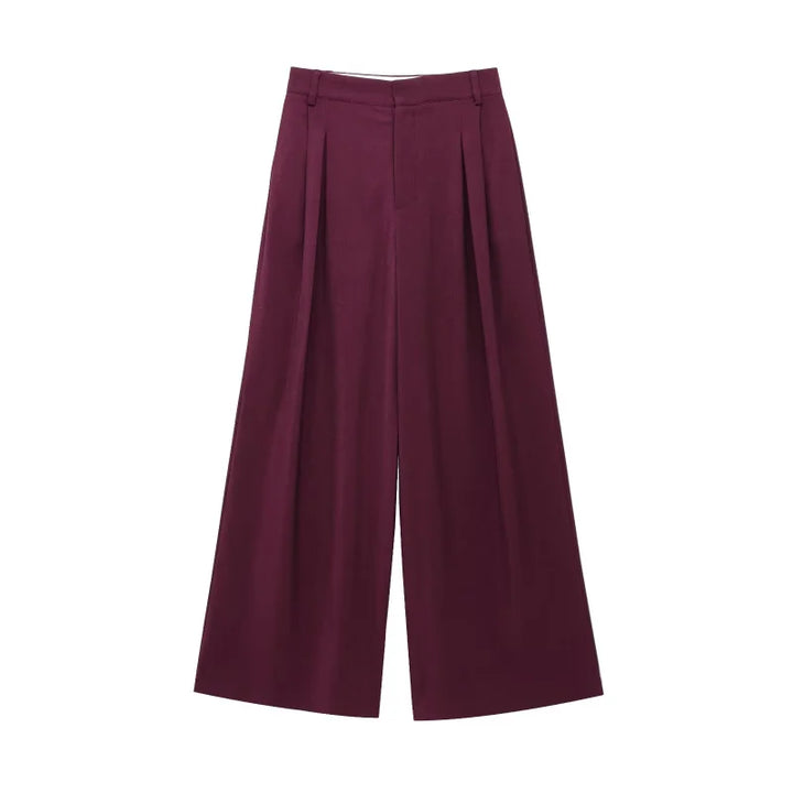 Damski oversize blezer i plisowane szerokie spodnie dwuczęściowy zestaw | styl biurowy