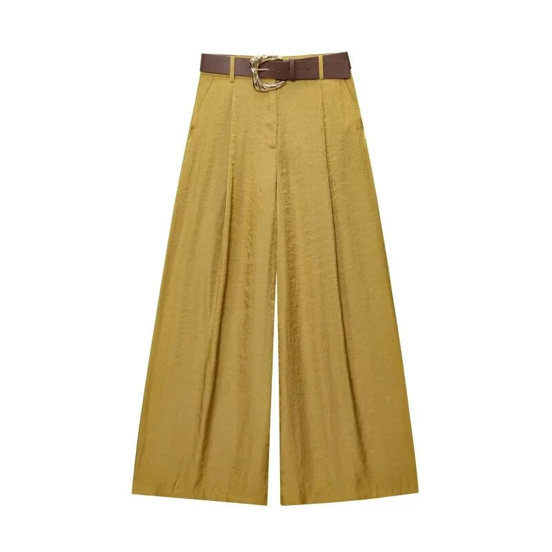 Set damă două piese | Croială regulară | Vestă cu decolteu în V și pantaloni largi | Stil elegant smart casual