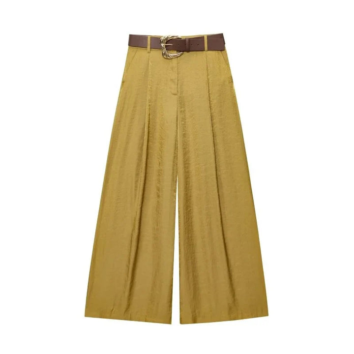 Set damă două piese | Croială regulară | Vestă cu decolteu în V și pantaloni largi | Stil elegant smart casual