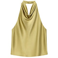 Damen ärmelloses Top mit Halterneck drapierter Vorderseite | Halter