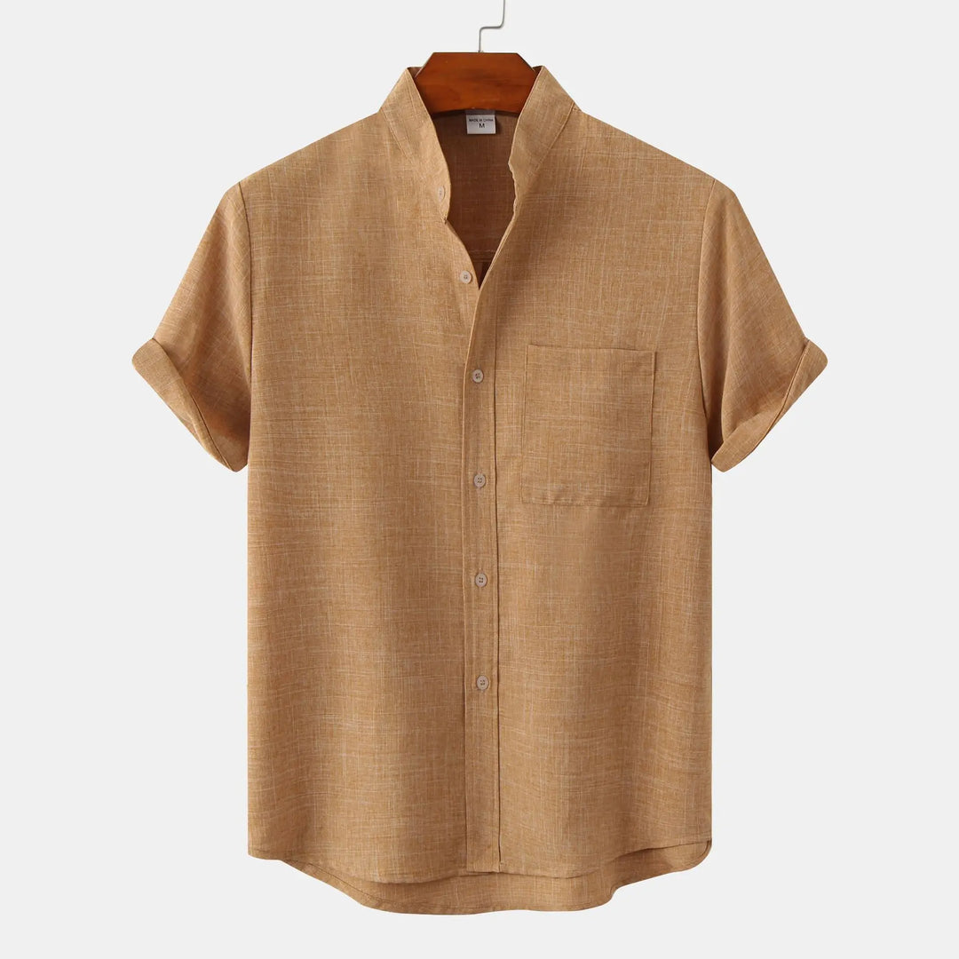 Chemise homme à manches courtes avec col montant | Style smart casual