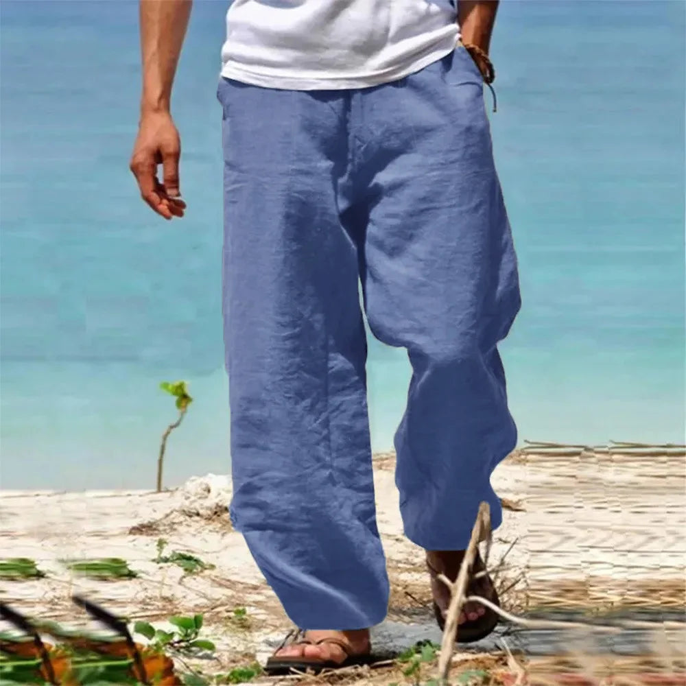 Pantaloni da uomo casual con gambe larghe e coulisse | Tasche laterali