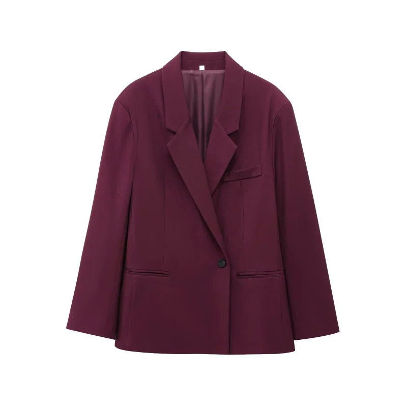 Damski oversize blezer i plisowane szerokie spodnie dwuczęściowy zestaw | styl biurowy