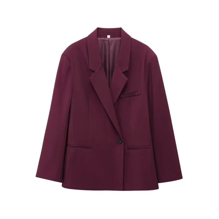 Damski oversize blezer i plisowane szerokie spodnie dwuczęściowy zestaw | styl biurowy