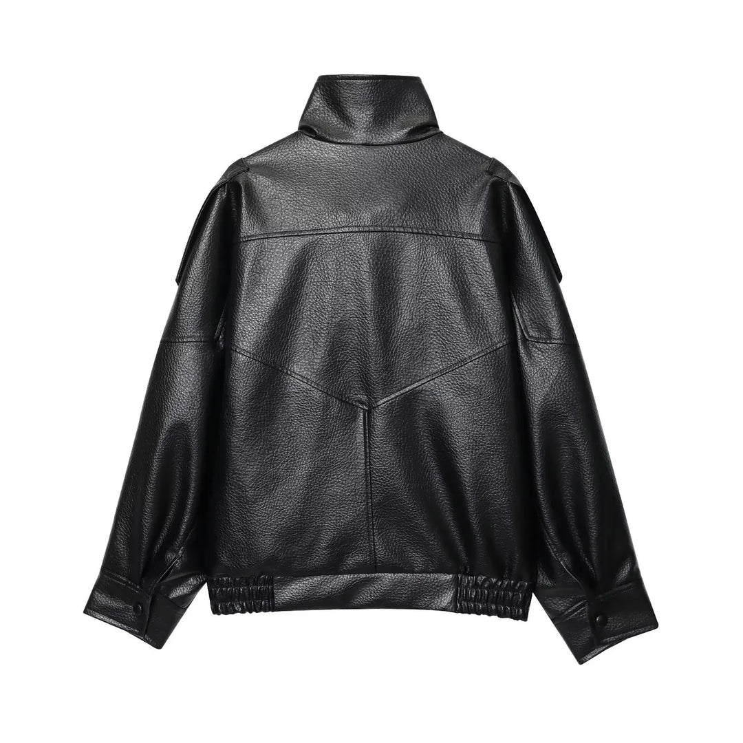 Damen Langarm Stehkragen Reißverschluss Jacke | Oversize
