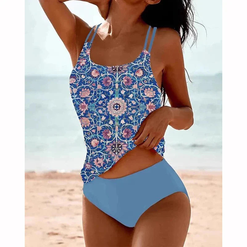 Tankini senza maniche da donna con stampa | Due pezzi