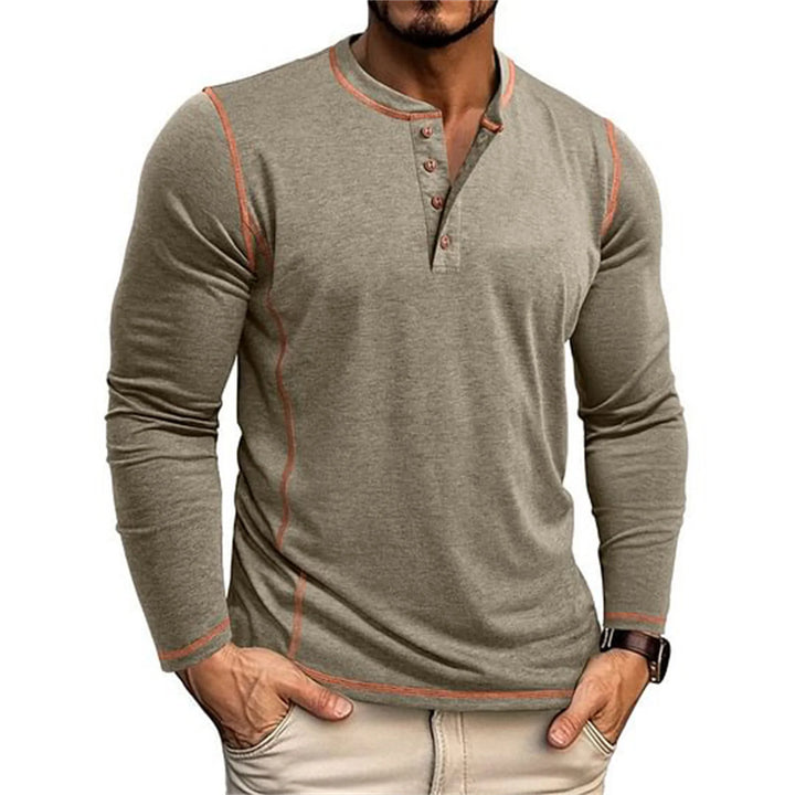 Herren Langarm Henley Shirt | Casual Top Mit Knopfausschnitt