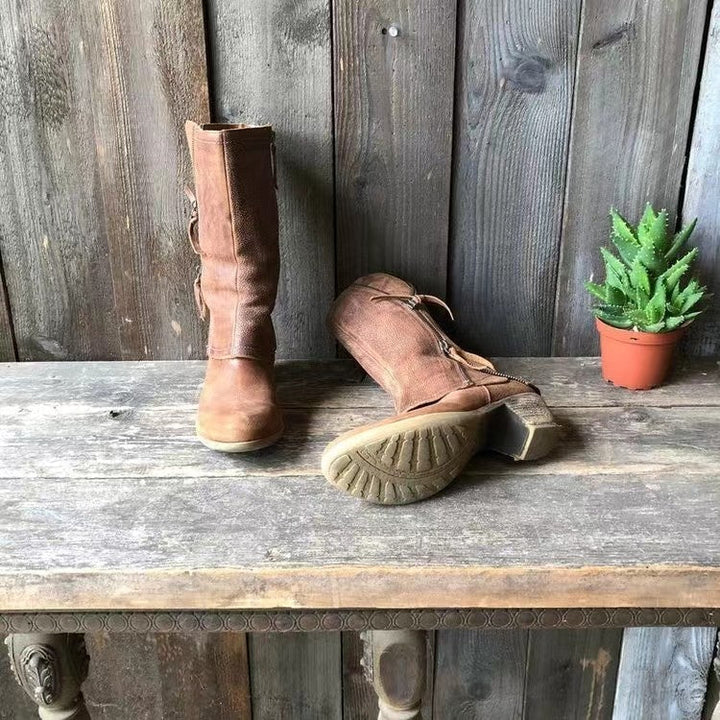 Amara | Women's Leather Mid-Calf Zip Boots