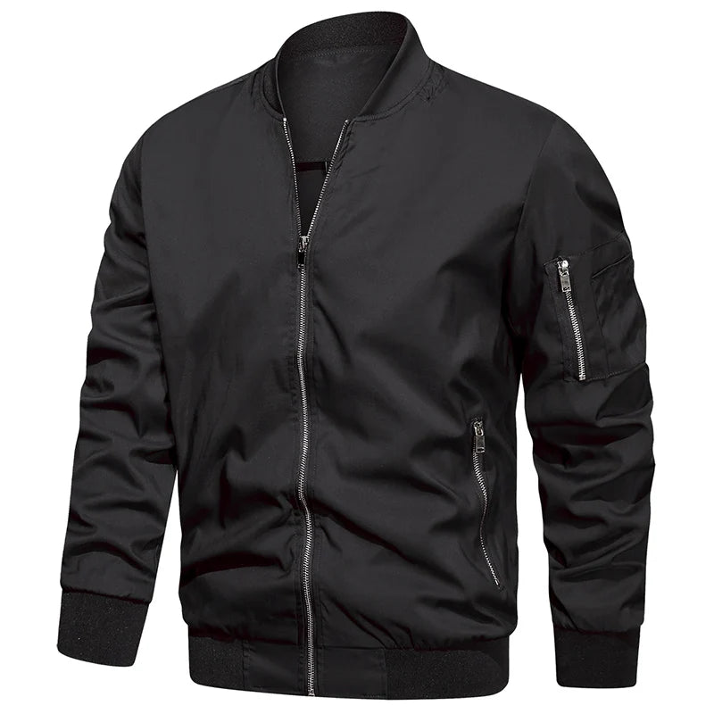 Pánská bomber bunda s dlouhým rukávem, stojáčkovým límcem a zipem | Streetwear