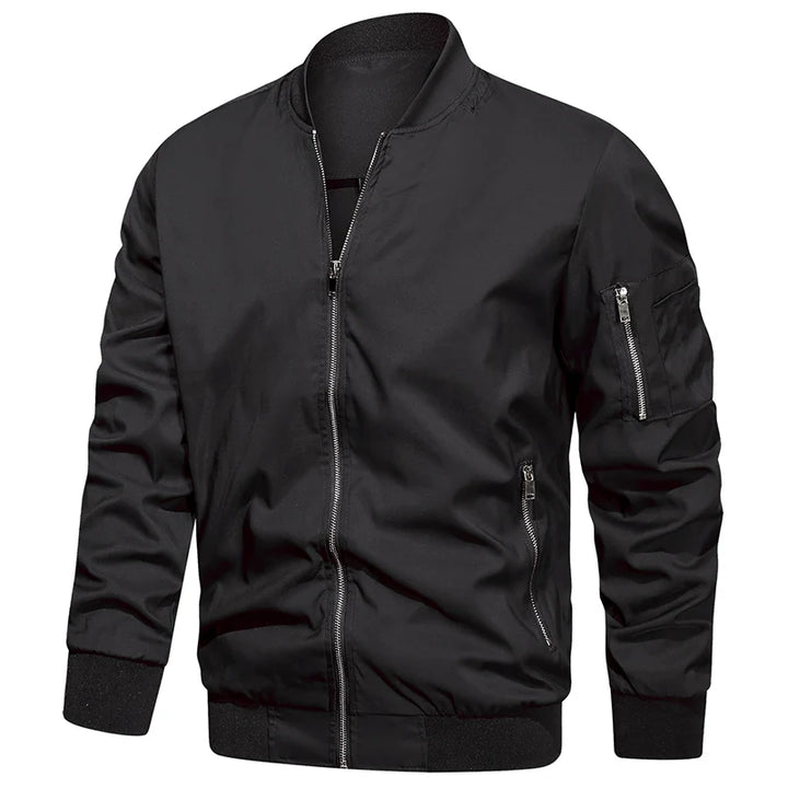 Pánská bomber bunda s dlouhým rukávem, stojáčkovým límcem a zipem | Streetwear