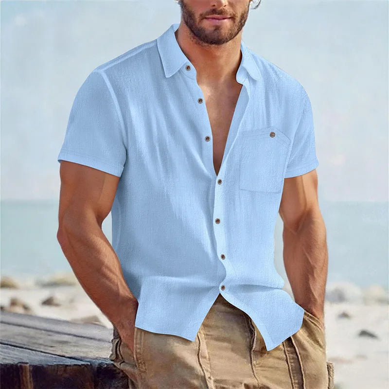 Camicia da uomo a maniche corte con bottoni | Con colletto