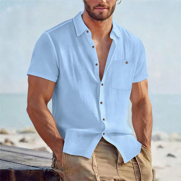 Camicia da uomo a maniche corte con bottoni | Con colletto