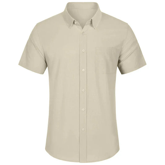 Camicia Uomo Manica Corta Colletto Bottoni Sul Davanti Camicia Unita | Per Tutti I Giorni