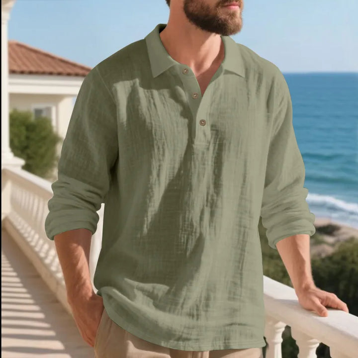 Herren Langarm Henley Shirt | Casual Strand Top