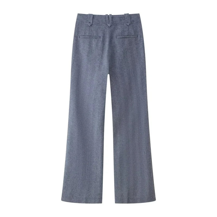 Set pantaloni damă | 2 piese cu jachetă cu fermoar | Talie înaltă și croială largă | Look elegant casual