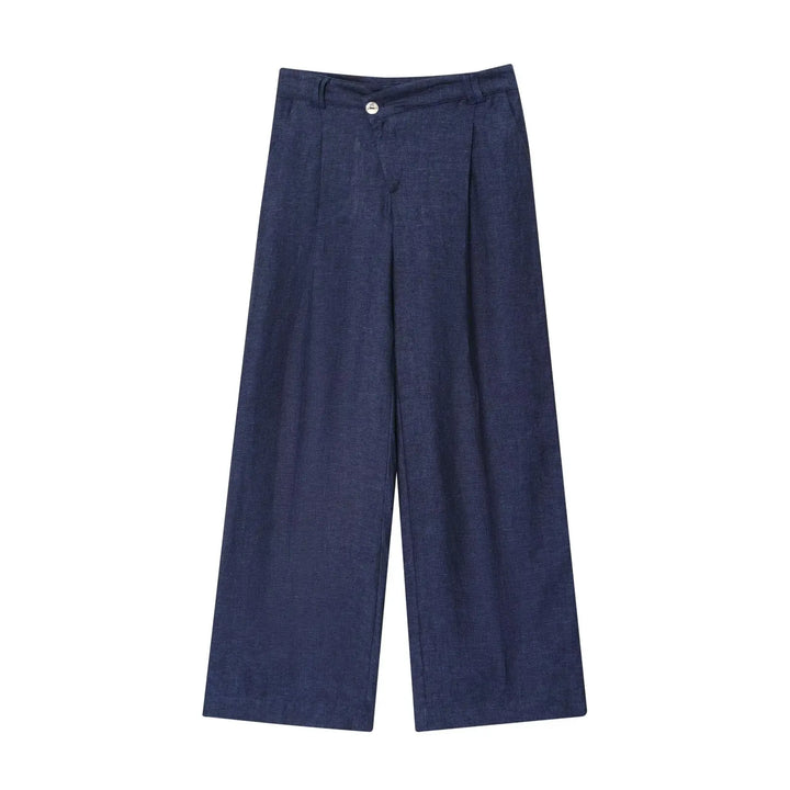 Set pantaloni damă | Ținută în două piese cu vestă cu nasturi | Picior larg | Look elegant casual