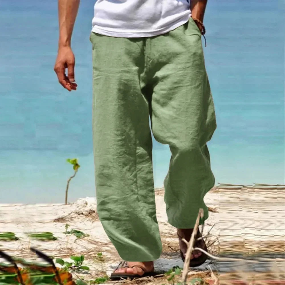Pantaloni da uomo casual con gambe larghe e coulisse | Tasche laterali