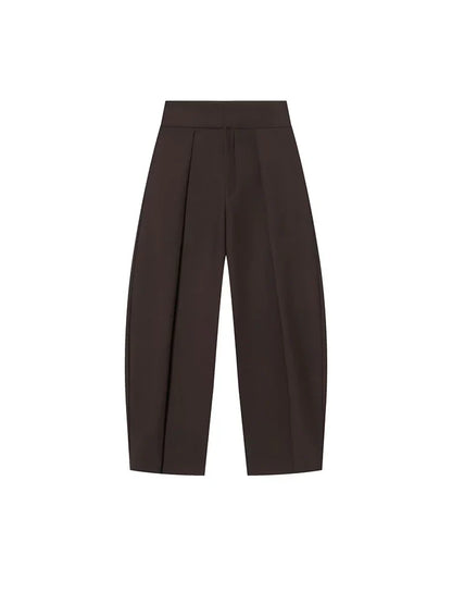 Pantaloni damă cu talie înaltă, pliuri în față, cu picior larg | Croială conică