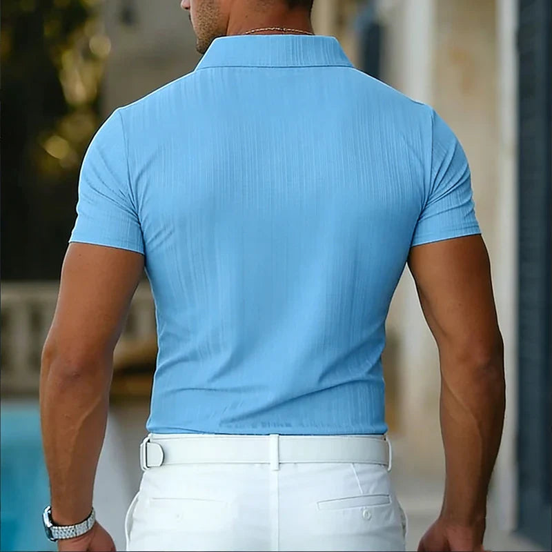 Camicia da uomo con colletto e maniche corte | A costine