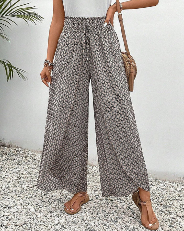 Sapphira | Damen-Palazzo-Hose mit Hoher Taille und Geometrischem Print | Weites Bein 0