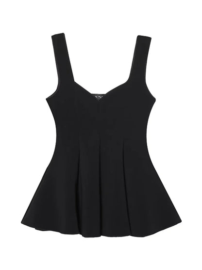 Women's Sleeveless Top with Peplum and Wide Pants Two-Piece Set | Airy Style