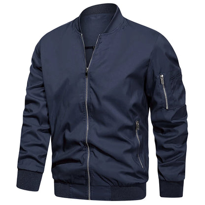 Giacca bomber da uomo con collo alto e zip, maniche lunghe | Streetwear