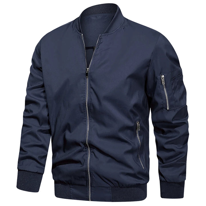 Pánská bomber bunda s dlouhým rukávem, stojáčkovým límcem a zipem | Streetwear