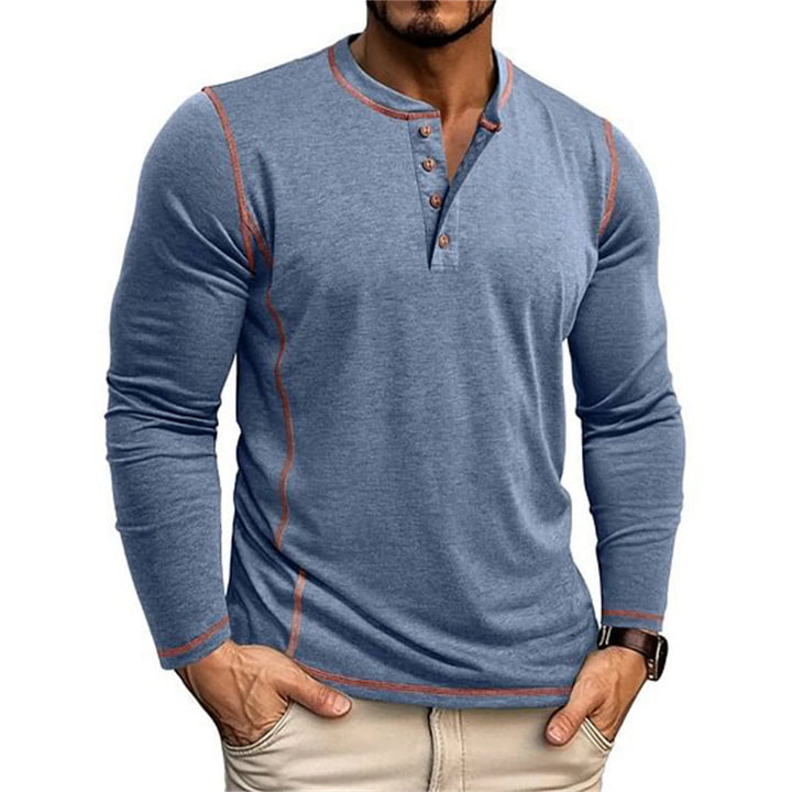 Herren Langarm Henley Shirt | Casual Top Mit Knopfausschnitt
