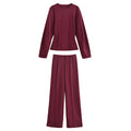 Damen Freizeit Set | Zweiteiliges Outfit mit Rundhalsoberteil | Weite Hose mit Nahtdetails | Lässiger Komfortlook