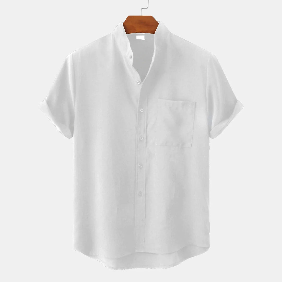 Chemise homme à manches courtes avec col montant | Style smart casual