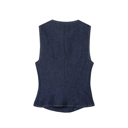 Damen Zweiteiler Set | Regular Fit Set | Ärmellose Weste und Weite Hose | Moderner Smart Casual Stil