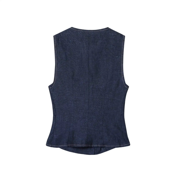 Damski zestaw dwuczęściowy | Regular Fit | Kamizelka bez rękawów i szerokie spodnie | Nowoczesny styl smart casual