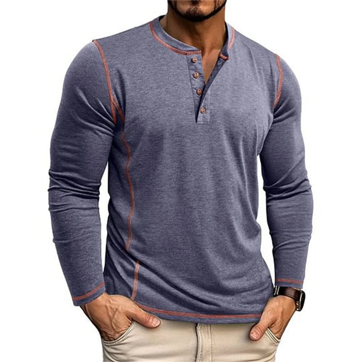 Herren Langarm Henley Shirt | Casual Top Mit Knopfausschnitt