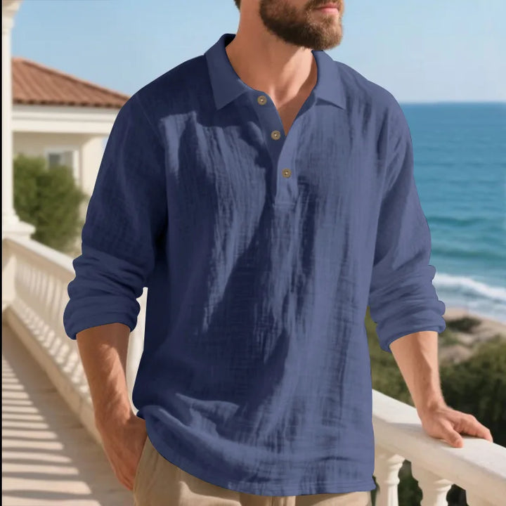 Herren Langarm Henley Shirt | Casual Strand Top